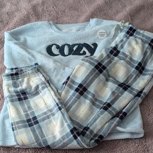 NEW Cozy Blue Plaid Pajama Set